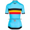 Completo Maglia + Pantaloncino con bretelle 2023 Nazionale Belgio Manica Corta Azzurro Donna